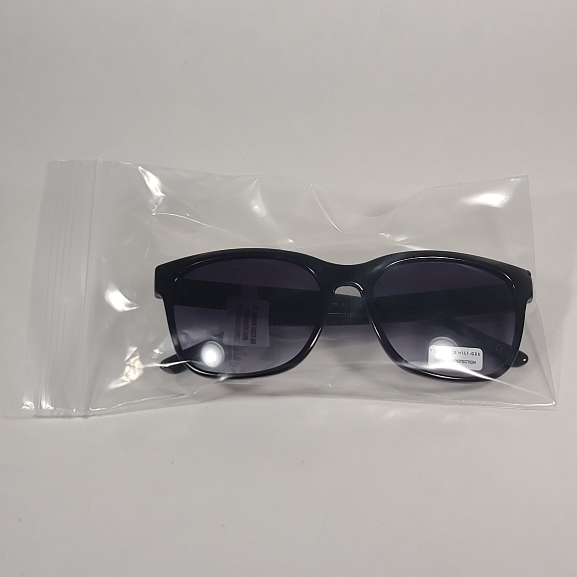 Tommy Hilfiger Lilly Square Sunglasses Shiny Black Frame Smoke Gradient Lens LILLY WP OL481 - Sunglasses
