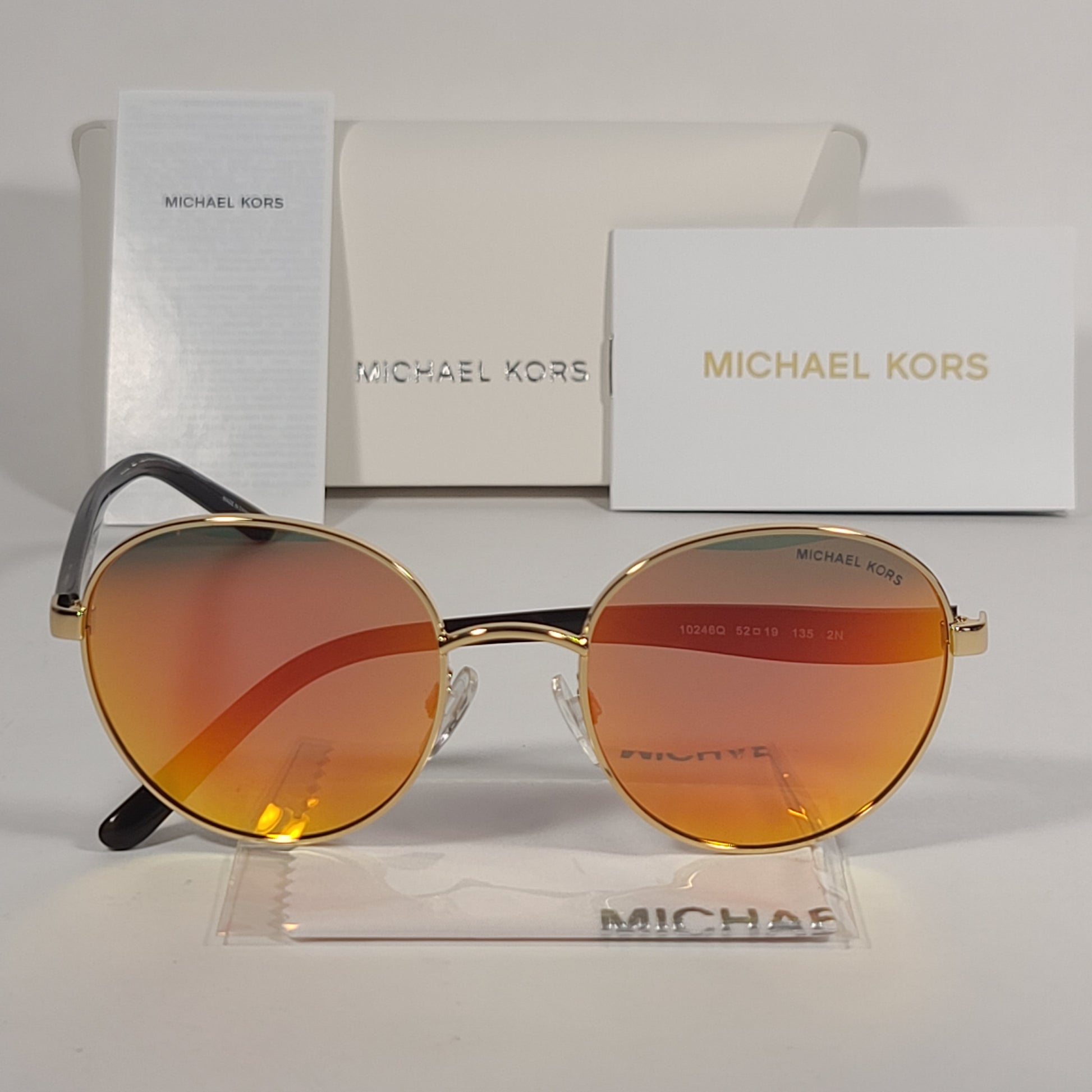 Michael Kors Sadie III Round Sunglasses Tortoise Frame Orange Mirror Lens MK1007 10246Q - Sunglasses