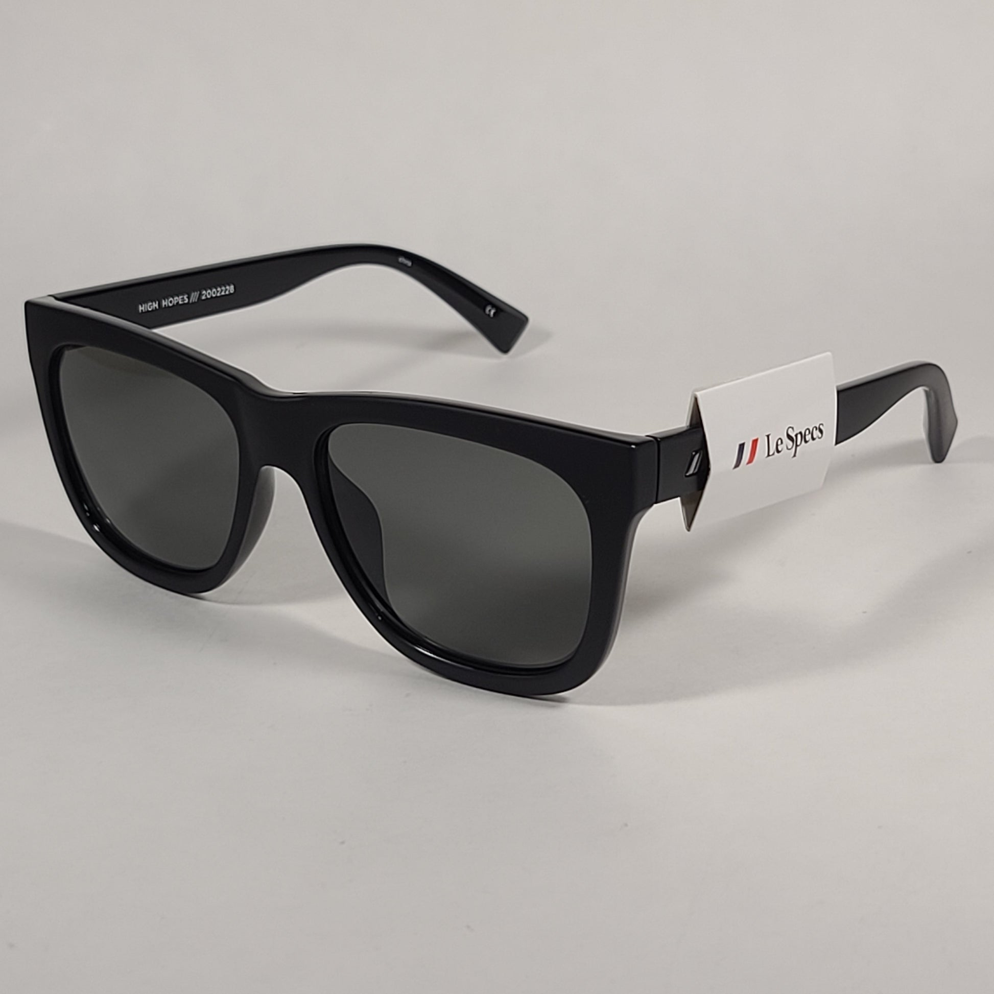 Le Specs High Hopes Square Sunglasses Matte Black Frame Gray Green Tinted Lens LSP2002226 MATTE BLACK - Sunglasses