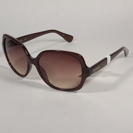 Calvin Klein Oversize Sunglasses CK19538S 210 Brown Frame Brown Gradient Lens - Sunglasses