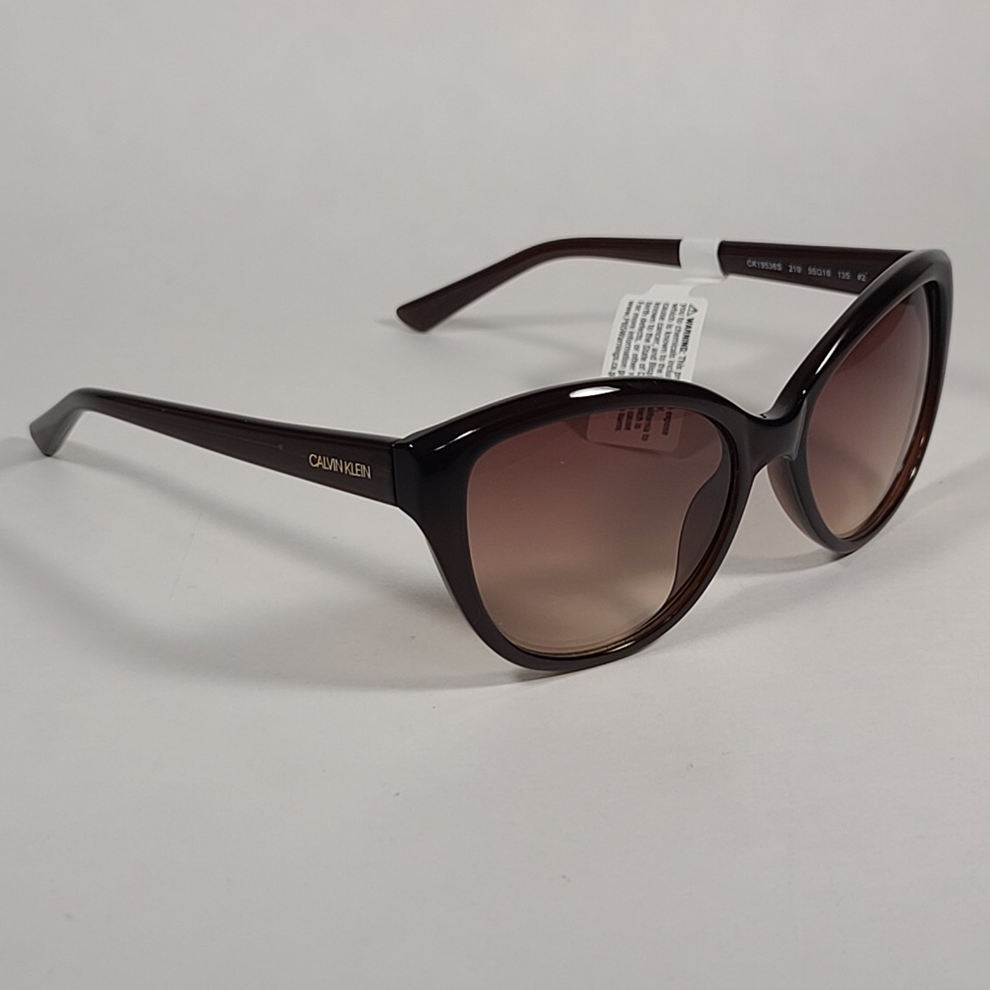 Calvin Klein Cat Eye Sunglasses CK19536S 210 Brown Frame Gradient Lens - Sunglasses