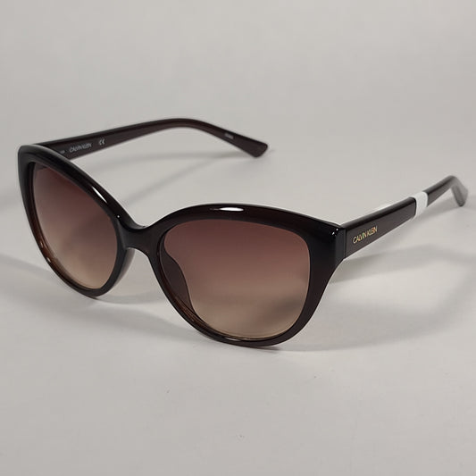 Calvin Klein Cat Eye Sunglasses CK19536S 210 Brown Frame Gradient Lens - Sunglasses