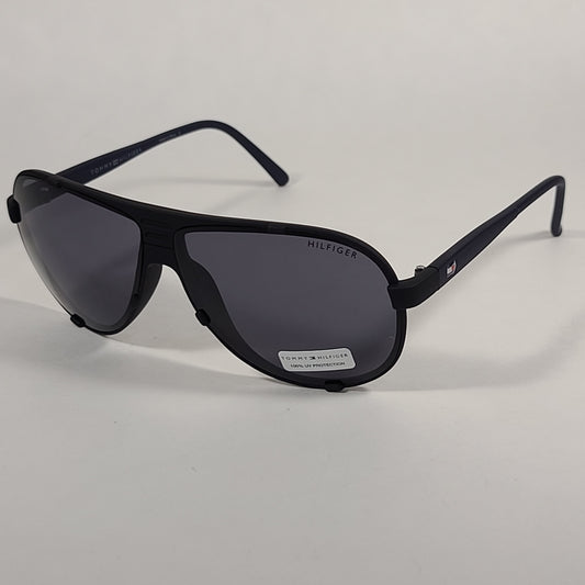 Tommy Hilfiger Draco Rimless Aviator Sunglasses Matte Navy Frame Gray Lens DRACO MP OM521