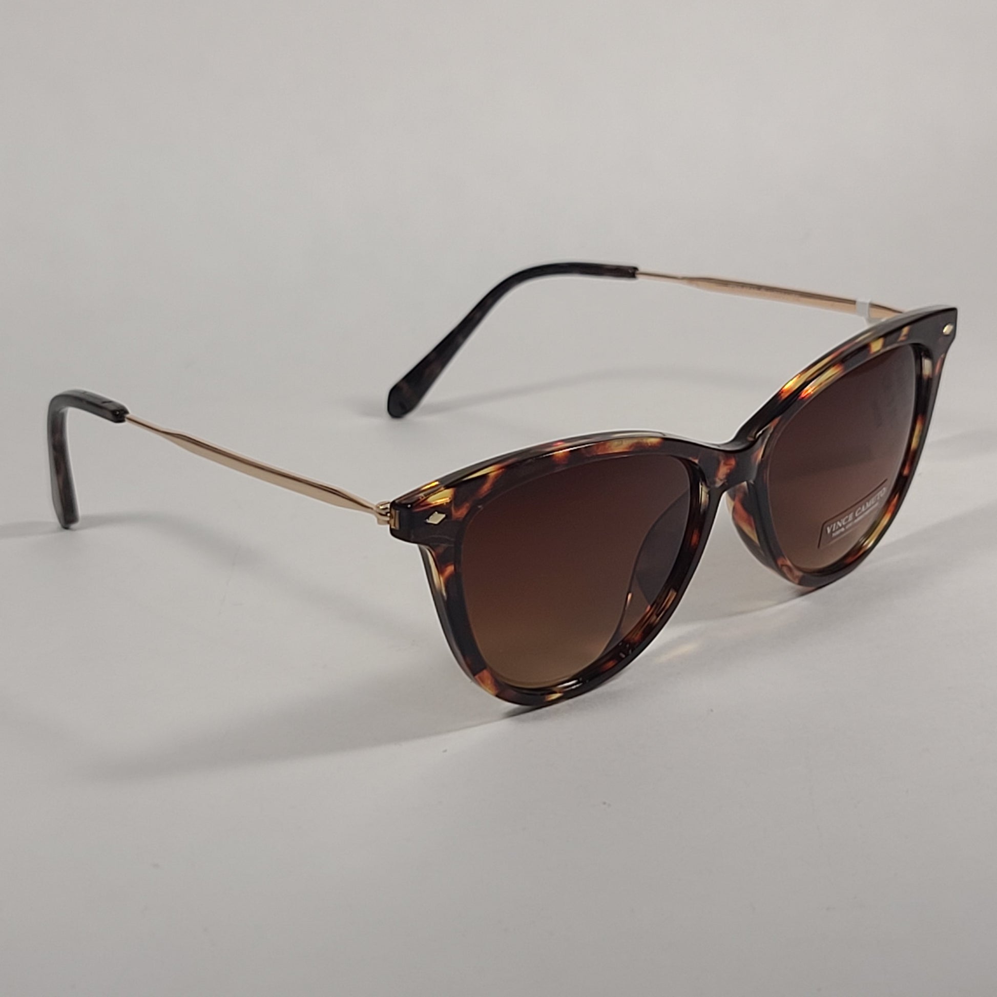 Vince Camuto Cat Eye Sunglasses Gold and Tortoise Frame Brown Gradient Lens VC961 TS - Sunglasses