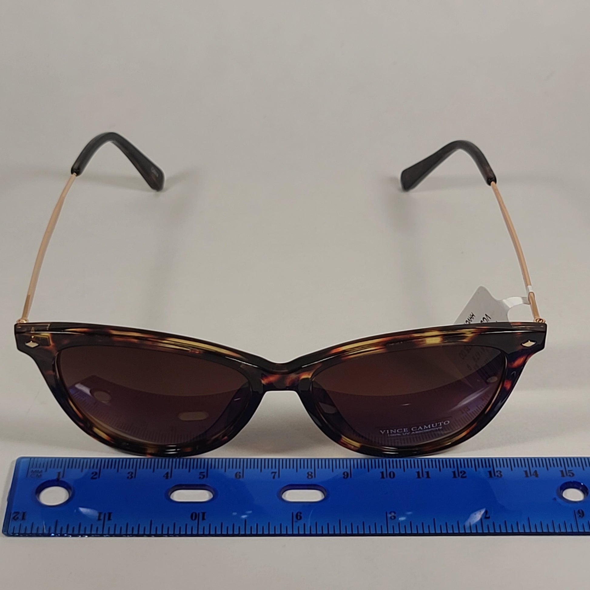 Vince Camuto Cat Eye Sunglasses Gold and Tortoise Frame Brown Gradient Lens VC961 TS - Sunglasses