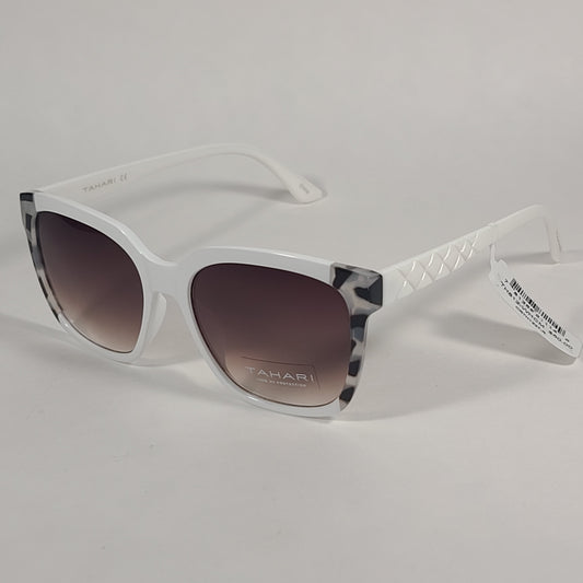 Tahari Square Sunglasses White / Camo Frame Brown Gradient Lens TH812 WHCM - Sunglasses
