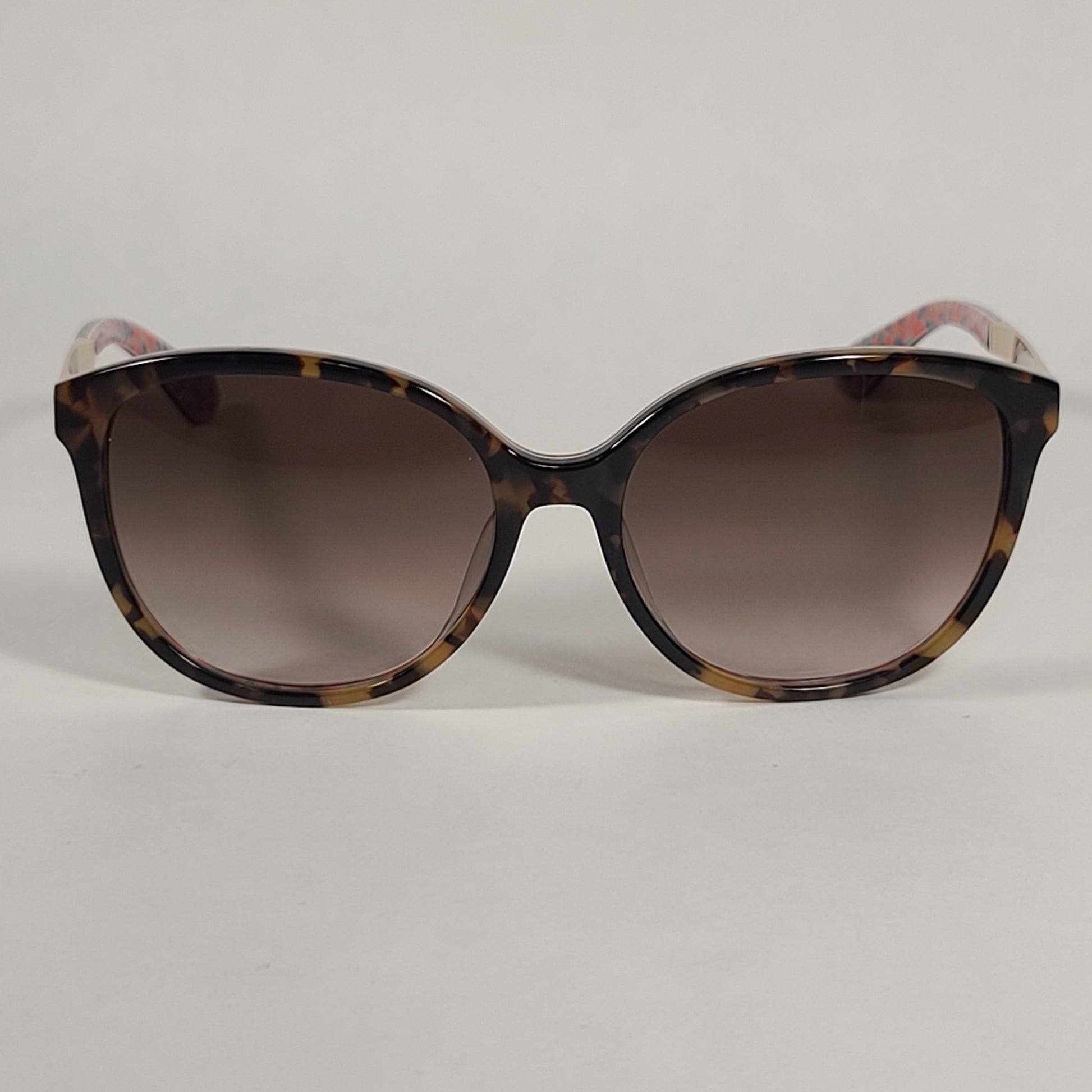 Kate Spade Karlena 2NLHA Round Cat Eye Sunglasses Havana Brown And Gold Frame Brown Gradient Lenses