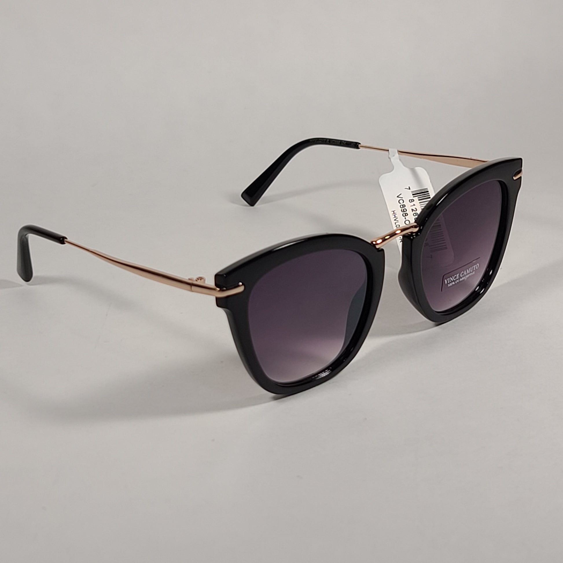 Vince Camuto Cat Eye Sunglasses Black And Gold Frame Smoke Gradient Lens VC898 OX - Sunglasses