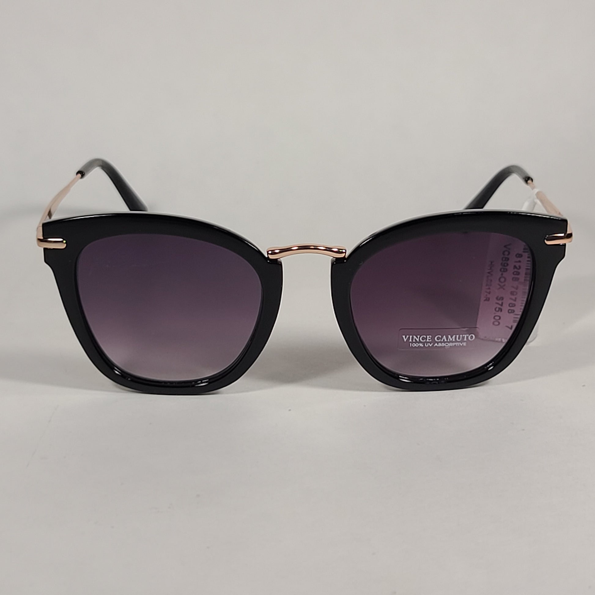 Vince Camuto Cat Eye Sunglasses Black And Gold Frame Smoke Gradient Lens VC898 OX - Sunglasses