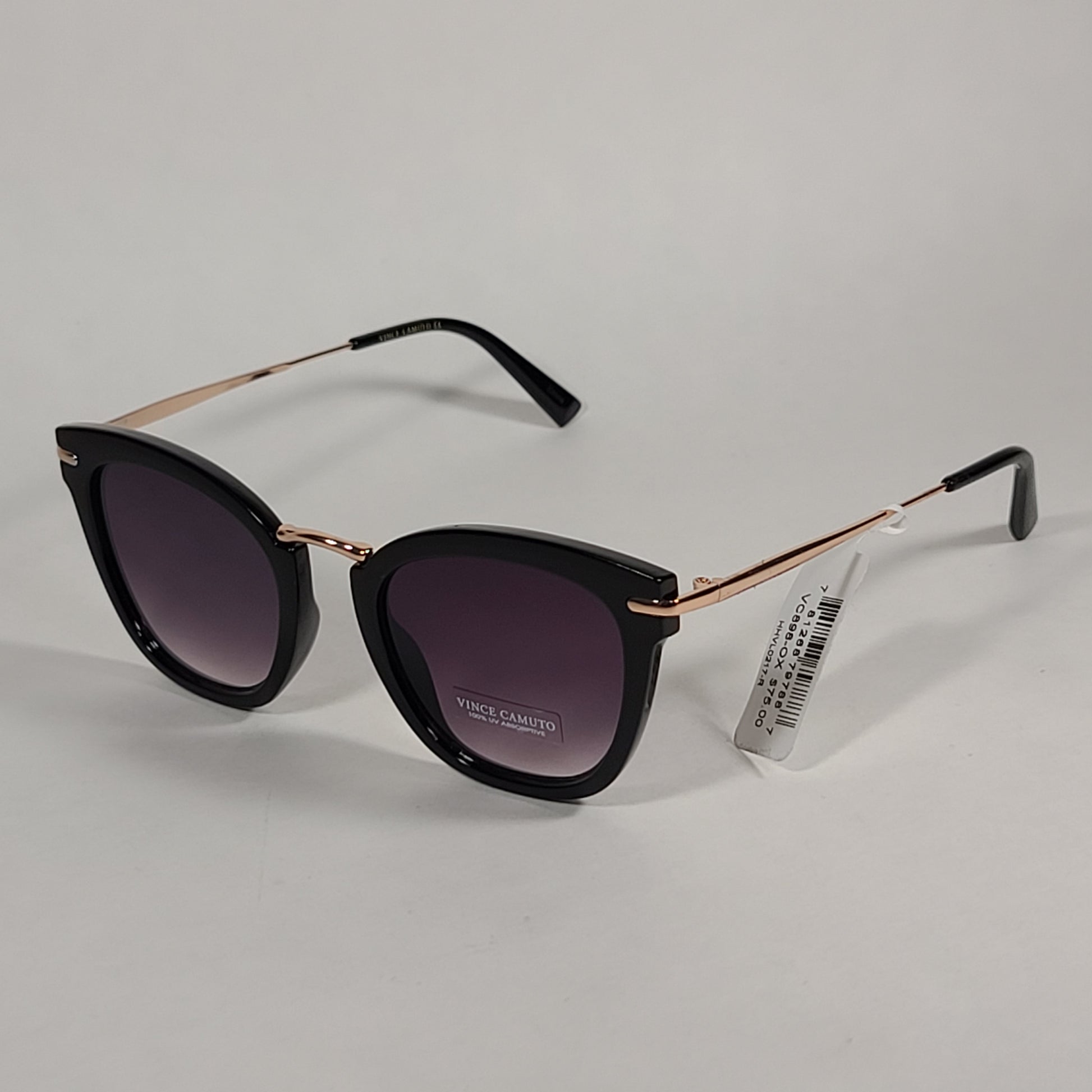 Vince Camuto Cat Eye Sunglasses Black And Gold Frame Smoke Gradient Lens VC898 OX - Sunglasses