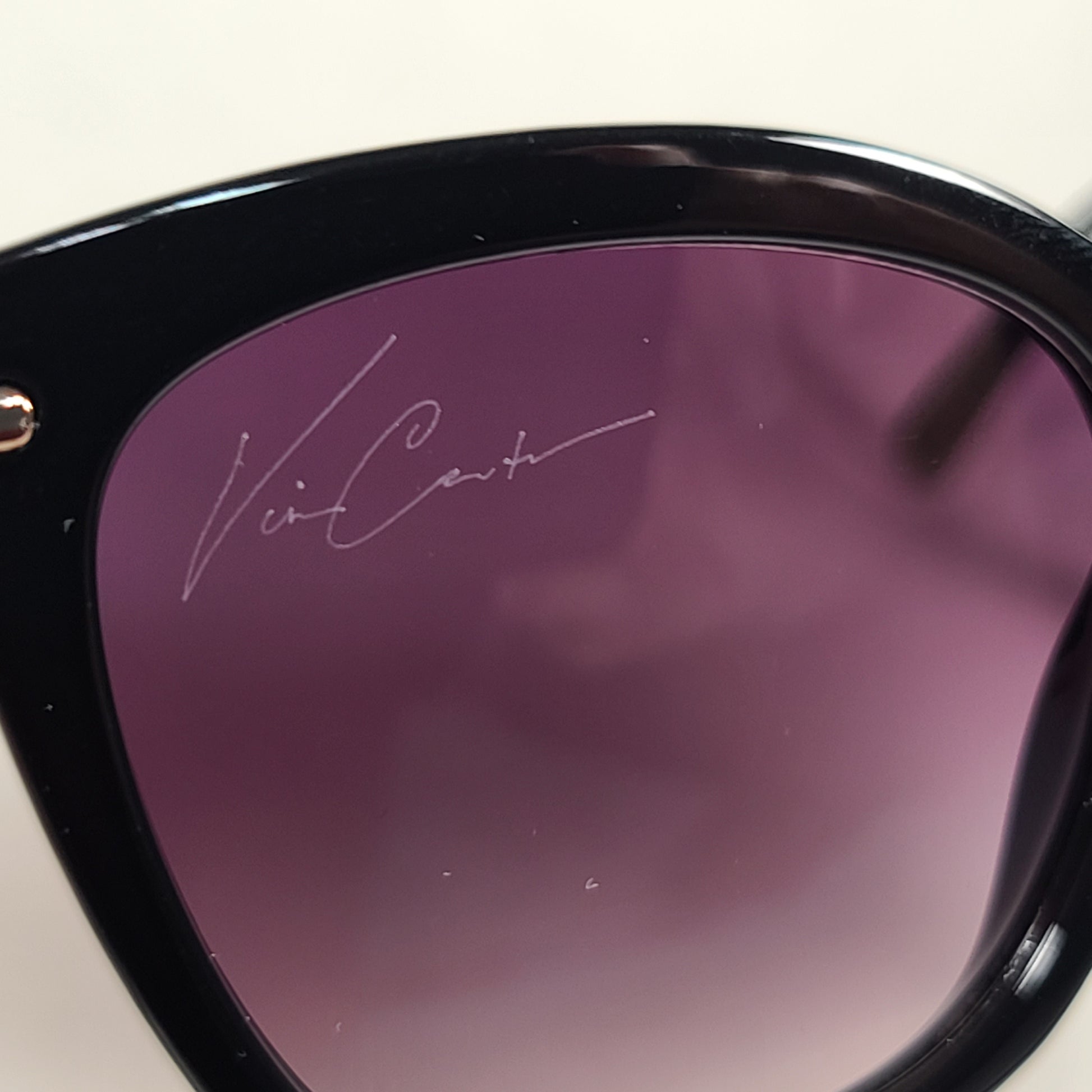 Vince Camuto Cat Eye Sunglasses Black And Gold Frame Smoke Gradient Lens VC898 OX - Sunglasses