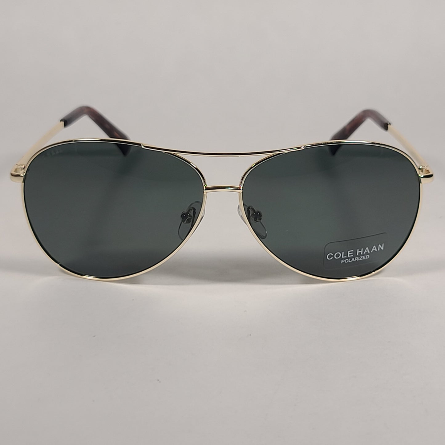 Cole Haan Aviator Polarized Sunglasses Gold Frame Green Lens CH7032 710 GOLD W/GREEN LENS - Sunglasses