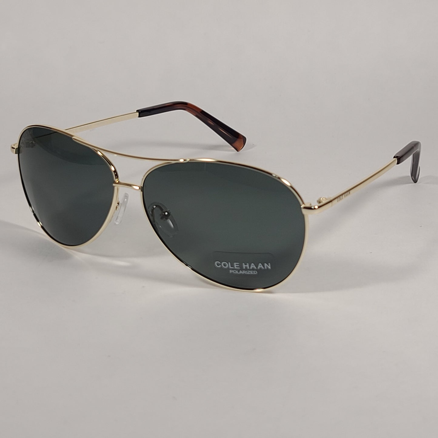 Cole Haan Aviator Polarized Sunglasses Gold Frame Green Lens CH7032 710 GOLD W/GREEN LENS - Sunglasses