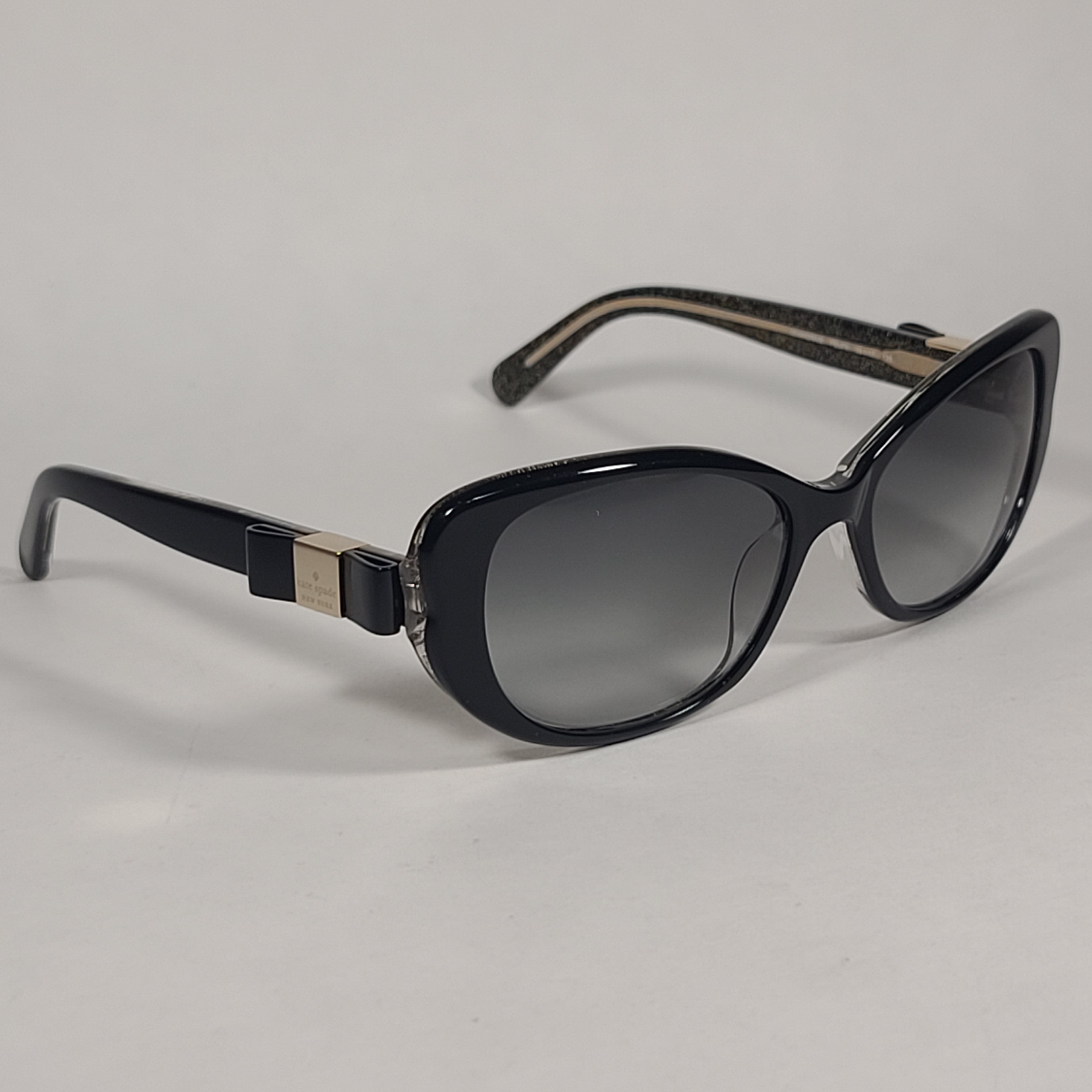 Kate Spade Chandra s PEUF8 Flat Oval Sunglasses Black Gold Glitter