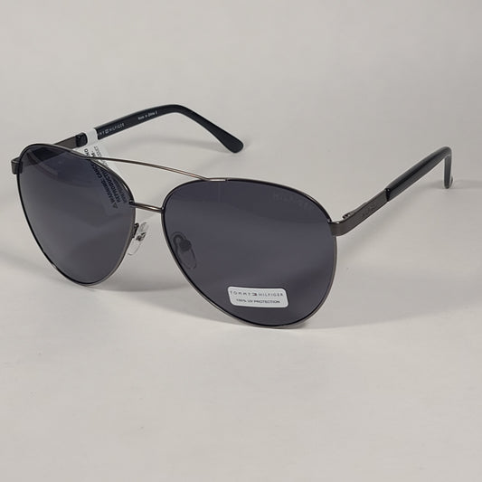 Tommy Hilfiger Lucas Aviator Pilot Sunglasses Gunmetal Black Frame Gray Tinted Lens LUCAS MM OU565P - Sunglasses