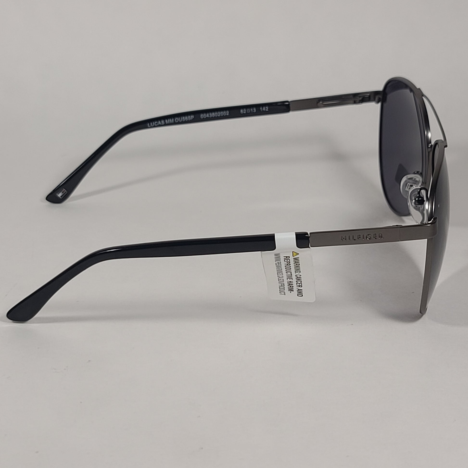 Tommy Hilfiger Lucas Aviator Pilot Sunglasses Gunmetal Black Frame Gray Tinted Lens LUCAS MM OU565P - Sunglasses