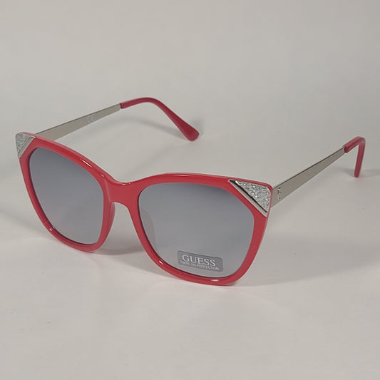 Guess Cat Eye Sunglasses Shiny Red Frame Gray Mirror Lens GF0354 66C - Sunglasses