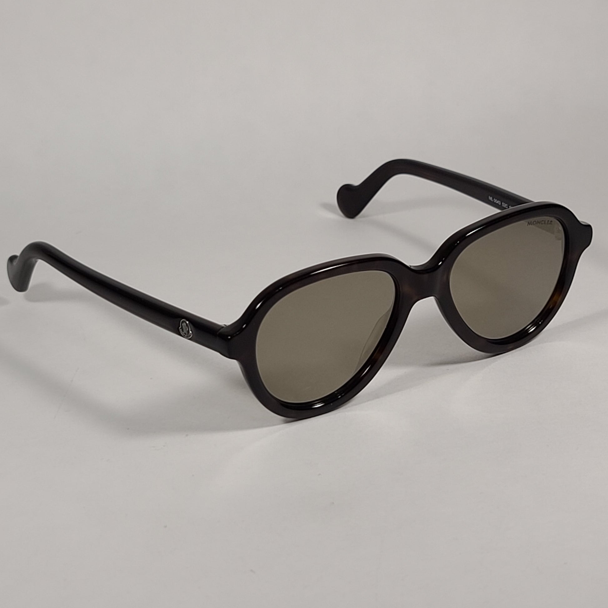 Moncler Aviator Sunglasses Dark Havana Brown Frame Gold Tint Lens ML0043 52C - Sunglasses