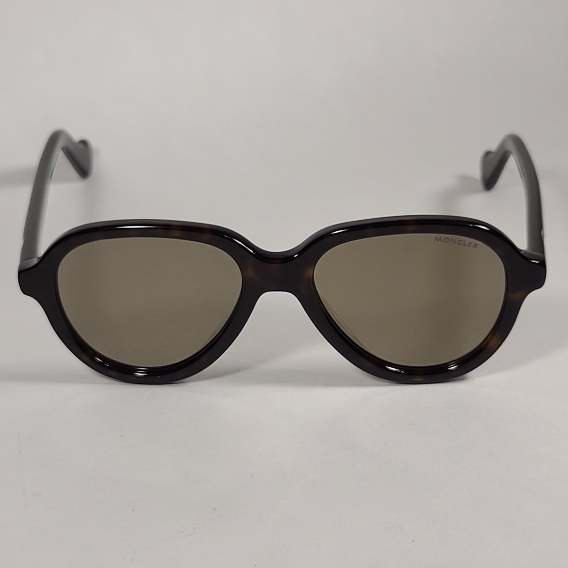 Moncler Aviator Sunglasses Dark Havana Brown Frame Gold Tint Lens ML0043 52C - Sunglasses