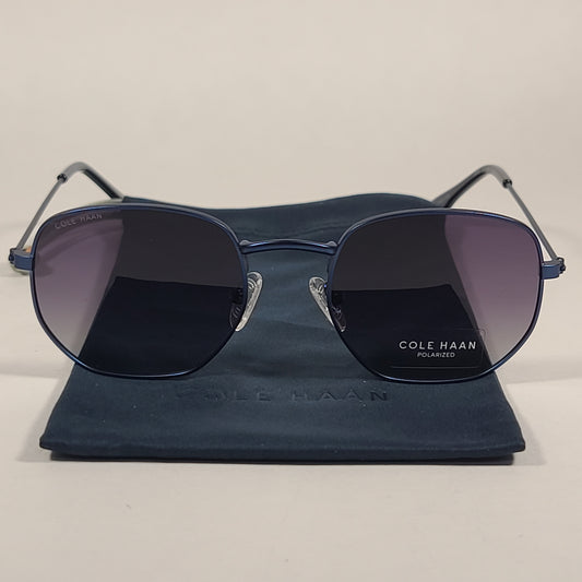Cole Haan CH8501 414 Polarized Hexagon Sunglasses Navy Blue Smoke Gradient Lens - Sunglasses