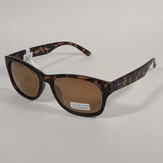 Tommy Hilfiger Leo Square Sunglasses Brown Tortoise Frame Gold Mirror Lens LEO MP OM304 - Sunglasses