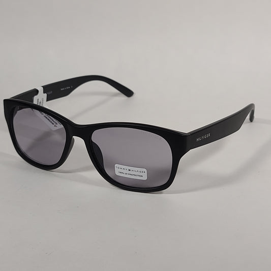 Tommy Hilfiger Leo Square Sunglasses Matte Black Frame Light Gray Lens LEO MP OM304 - Sunglasses
