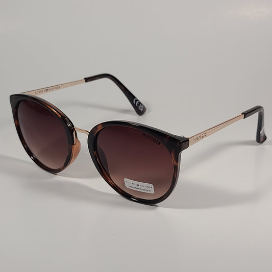 Tommy Hilfiger Tru Round Cat Eye Sunglasses Brown Tortoise Gold Frame Brown Gradient Lens TRU WP OL463 - Sunglasses