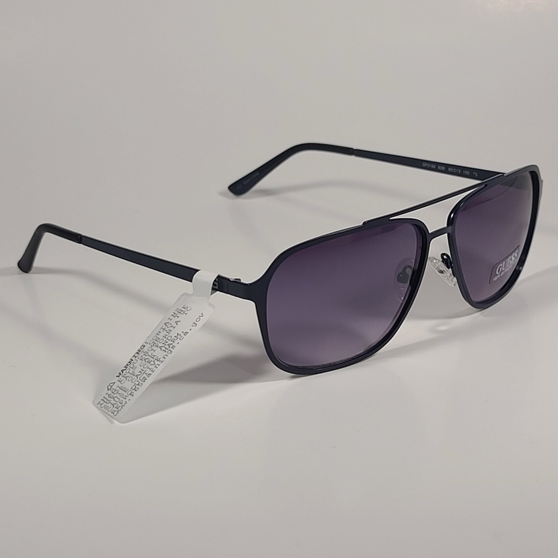 Guess Navigator Sunglasses Navy Blue Metal Frame Smoke Gradient Lens GF0184 92B - Sunglasses