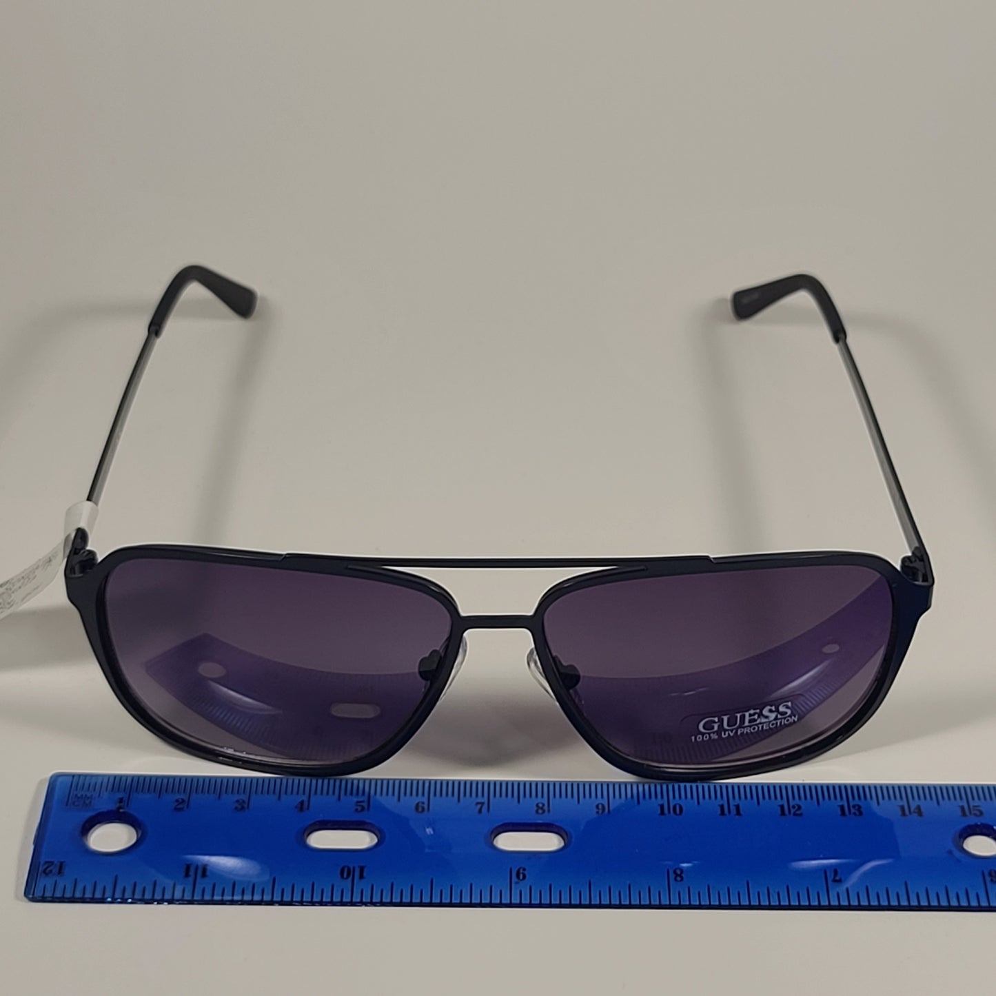 Guess Navigator Sunglasses Navy Blue Metal Frame Smoke Gradient Lens GF0184 92B - Sunglasses
