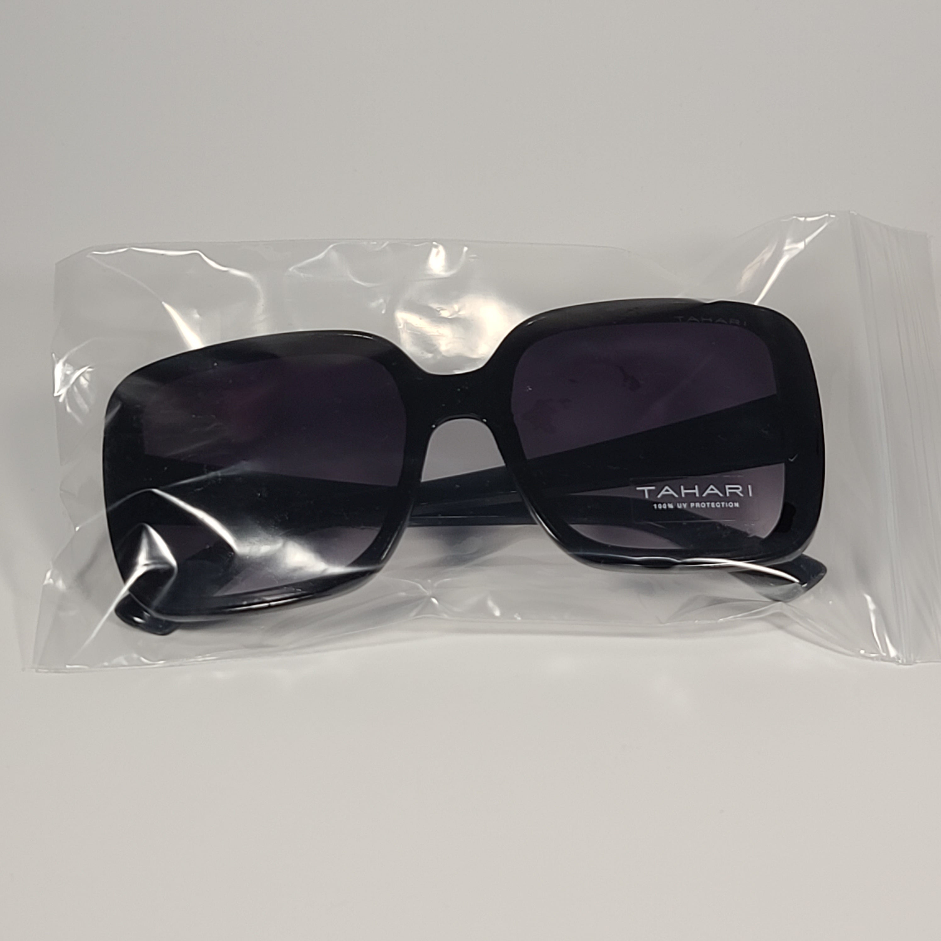 Tahari Butterfly Oversize Sunglasses Shiny Black Frame Smoke Gradient Lens  TH815 OX