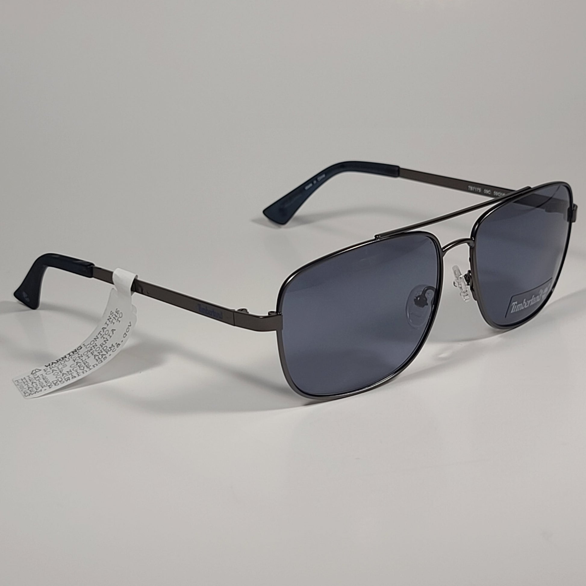 Timberland Rectangle Sunglasses Gunmetal Frame Gray Tinted Lens TB7175 09C - Sunglasses
