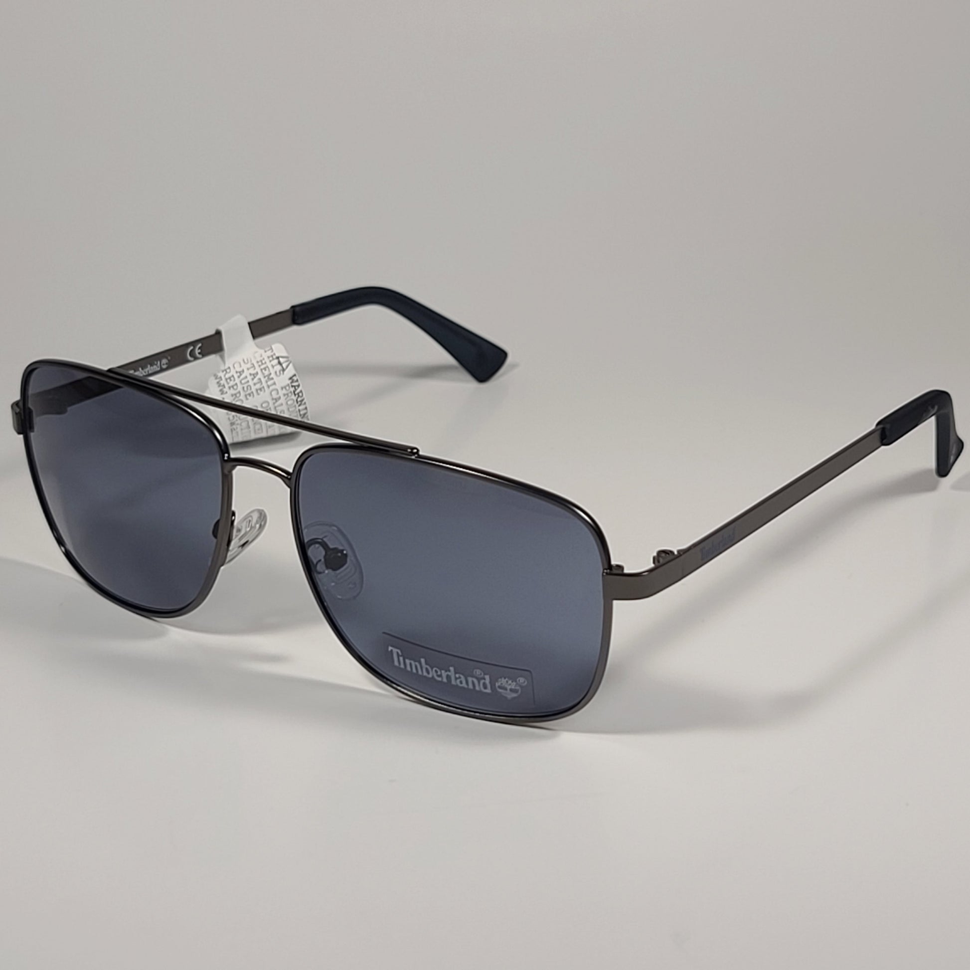 Timberland Rectangle Sunglasses Gunmetal Frame Gray Tinted Lens TB7175 09C - Sunglasses
