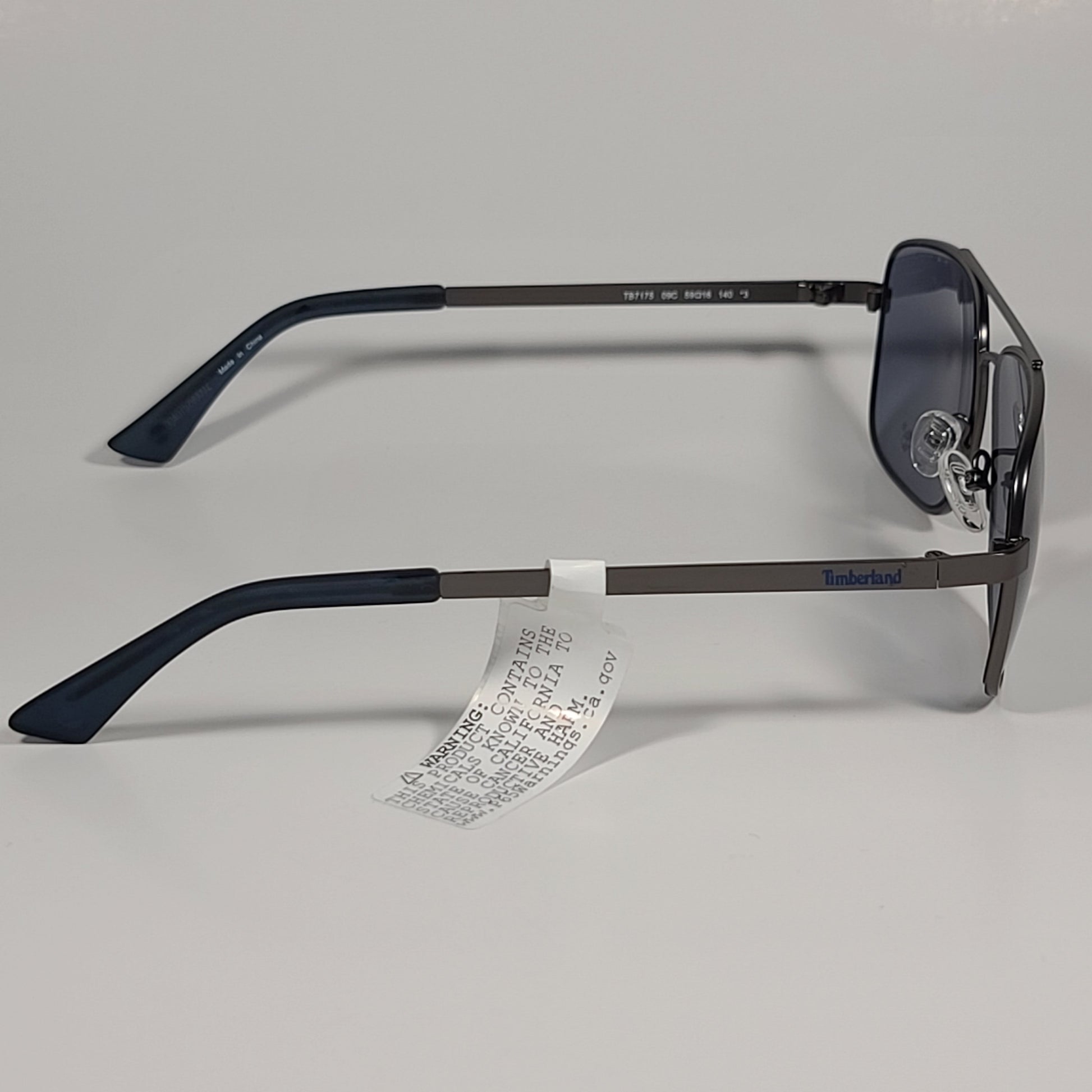Timberland Rectangle Sunglasses Gunmetal Frame Gray Tinted Lens TB7175 09C - Sunglasses