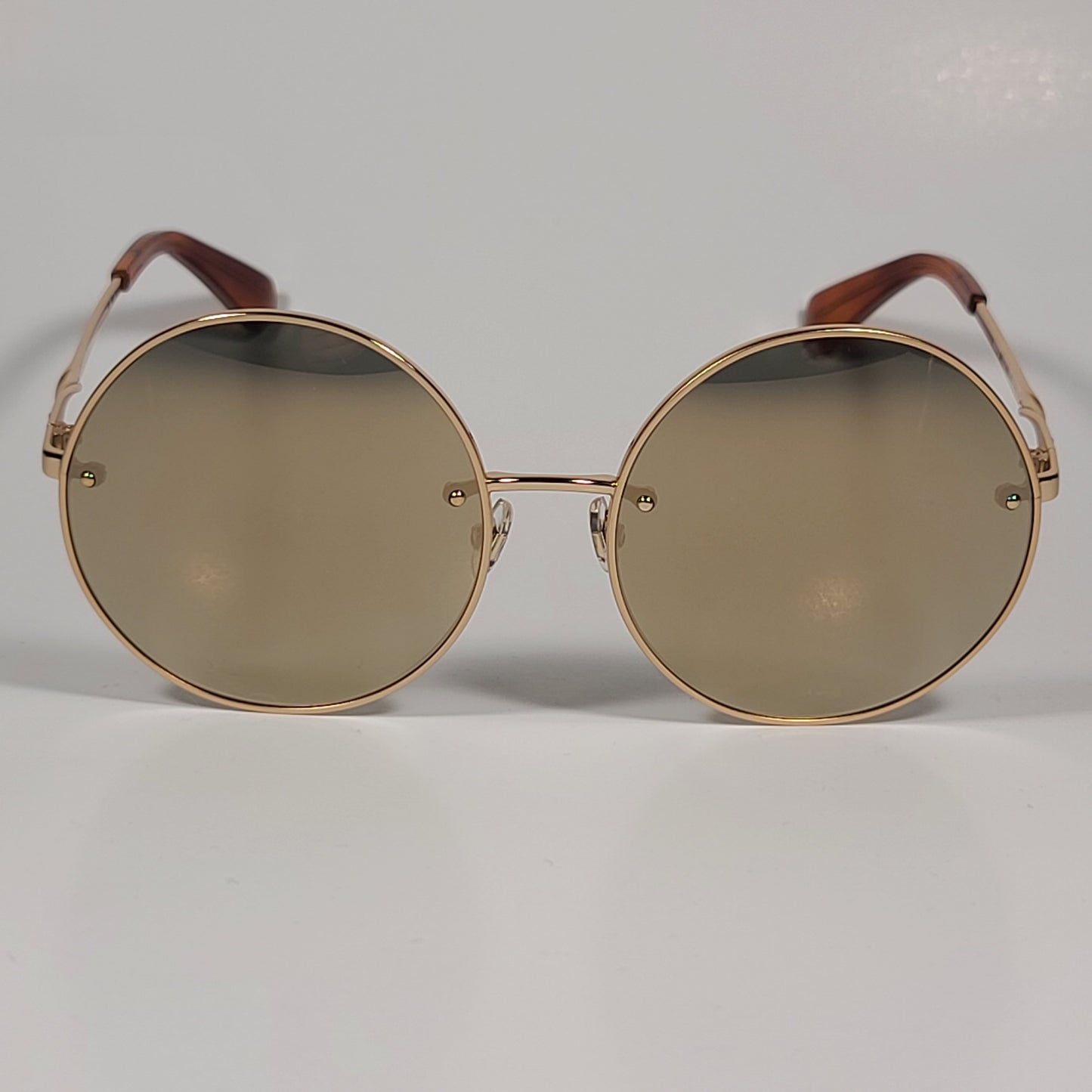 Kate Spade ABIA/F/S J5GUE Round Sunglasses Gold Brown Frame Gold Mirror Lens - Sunglasses