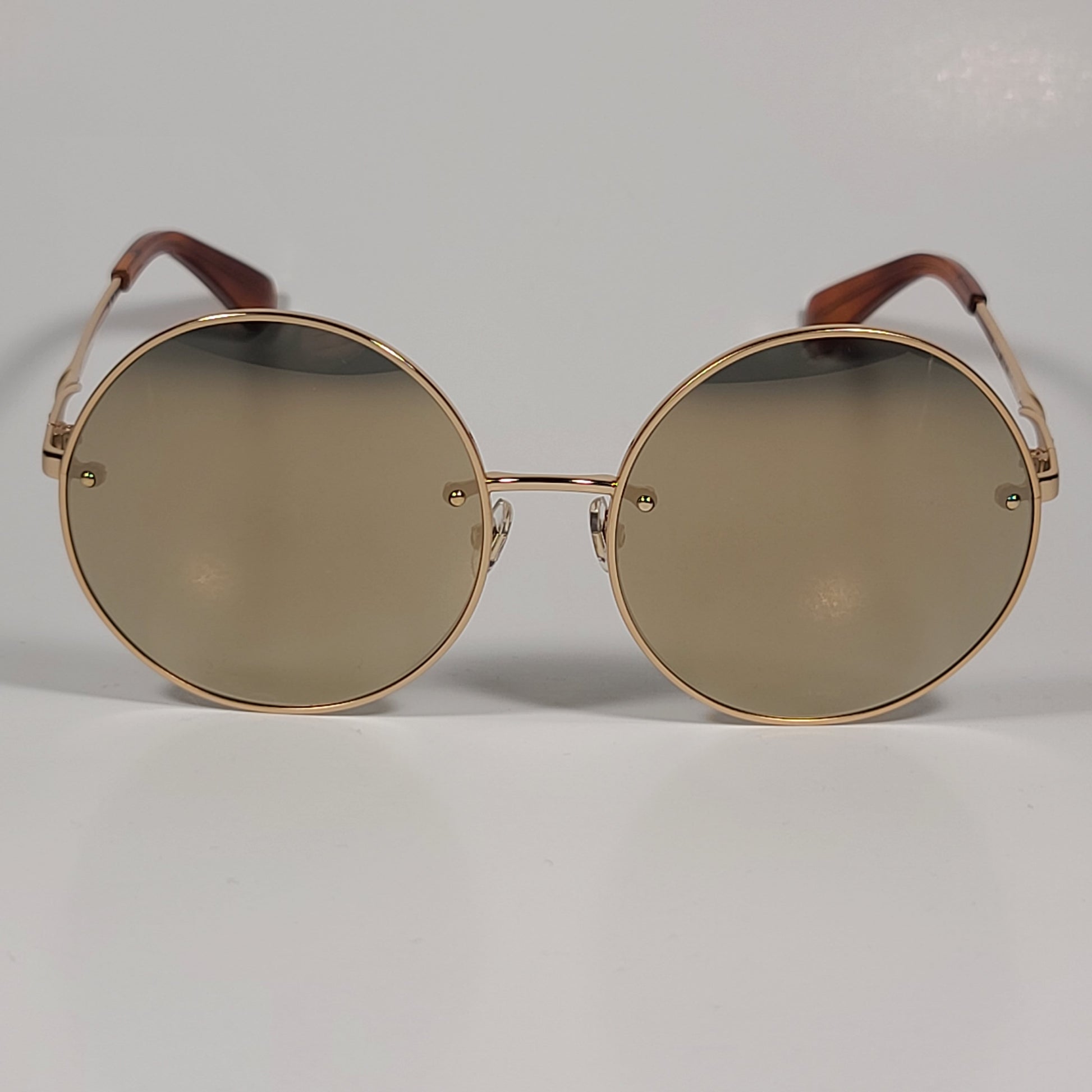 Kate Spade ABIA/F/S J5GUE Round Sunglasses Gold Brown Frame Gold Mirror Lens - Sunglasses