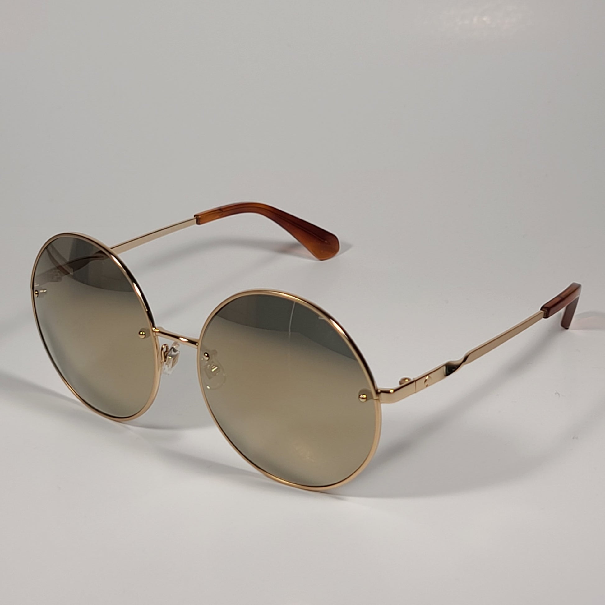 Kate Spade ABIA/F/S J5GUE Round Sunglasses Gold Brown Frame Gold Mirror Lens - Sunglasses