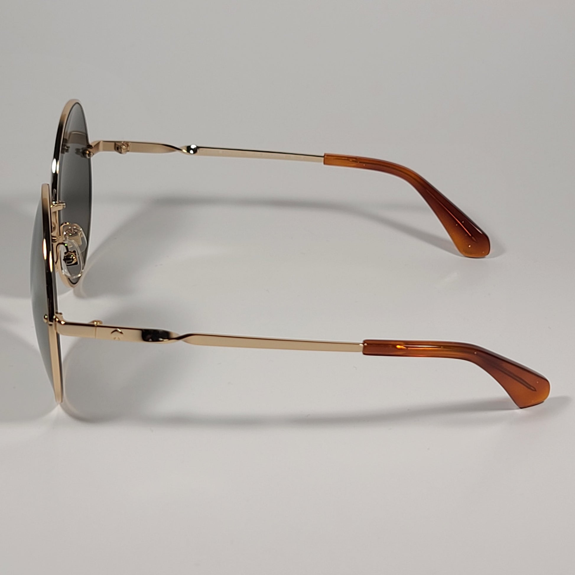 Kate Spade ABIA/F/S J5GUE Round Sunglasses Gold Brown Frame Gold Mirror Lens - Sunglasses