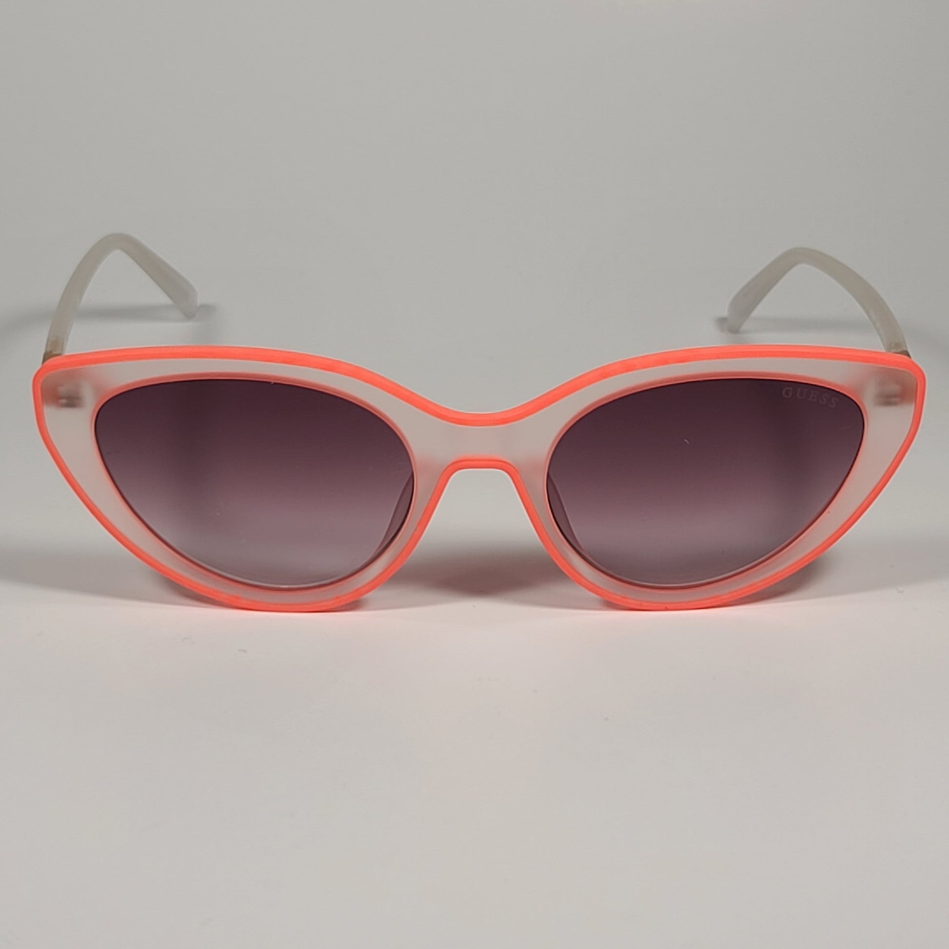 Guess Cat Eye Sunglasses Orange Matte Crystal Frame Brown Gradient Lens GU3061 44F - Sunglasses