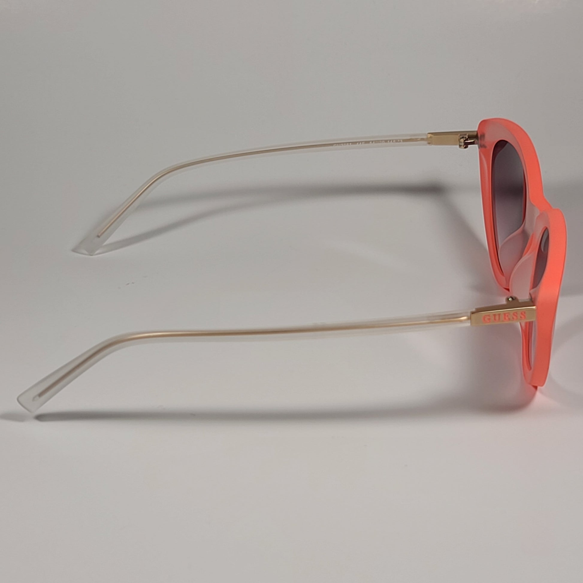 Guess Cat Eye Sunglasses Orange Matte Crystal Frame Brown Gradient Lens GU3061 44F - Sunglasses