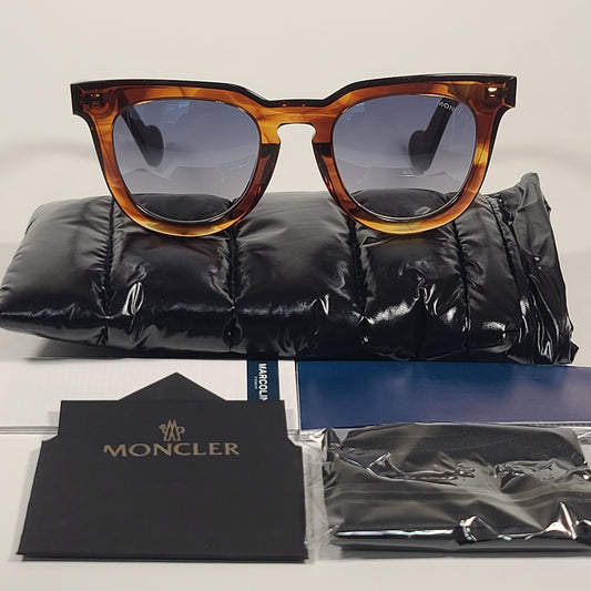 Moncler Club Sunglasses Brown Havana Frame Gray Gradient Lens ML0008 45C - Sunglasses