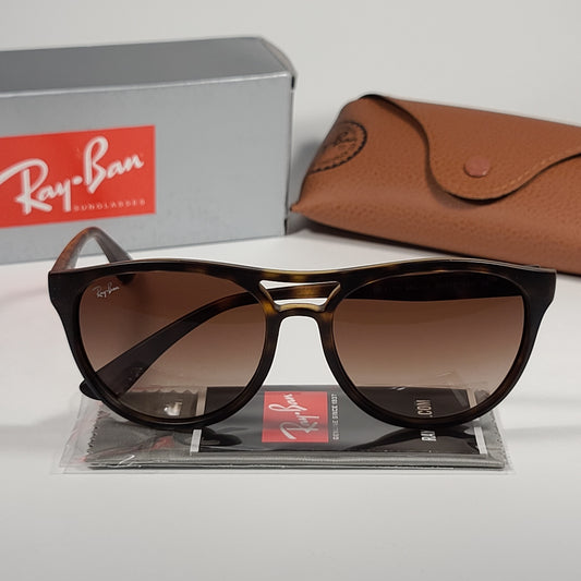 Ray-Ban Brad Round Aviator Sunglasses Matte Havana Rubberized Frame Brown Gradient Lens RB4170 865/13 - Sunglasses