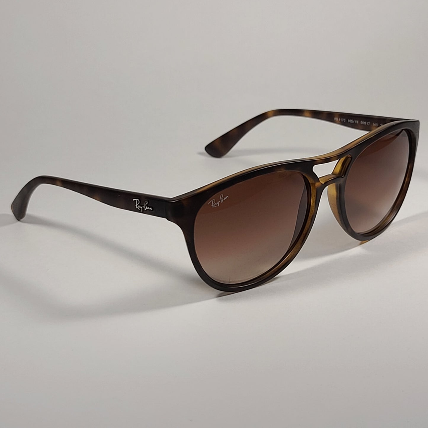 Ray-Ban Brad Round Aviator Sunglasses Matte Havana Rubberized Frame Brown Gradient Lens RB4170 865/13 - Sunglasses