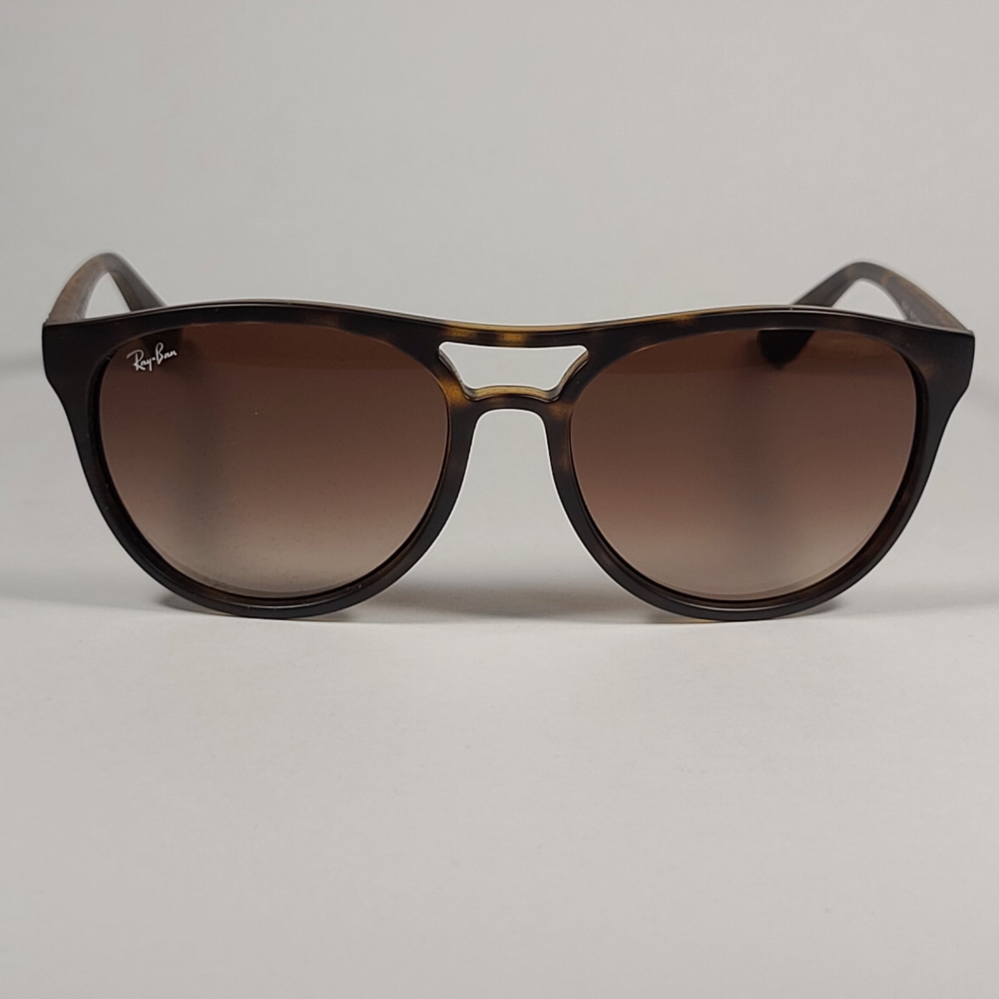 Ray-Ban Brad Round Aviator Sunglasses Matte Havana Rubberized Frame Brown Gradient Lens RB4170 865/13 - Sunglasses