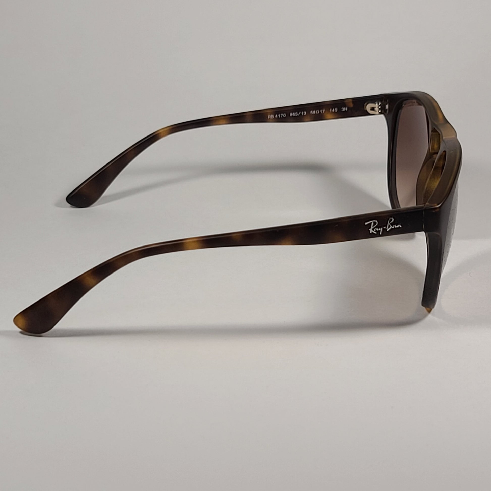 Ray-Ban Brad Round Aviator Sunglasses Matte Havana Rubberized Frame Brown Gradient Lens RB4170 865/13 - Sunglasses
