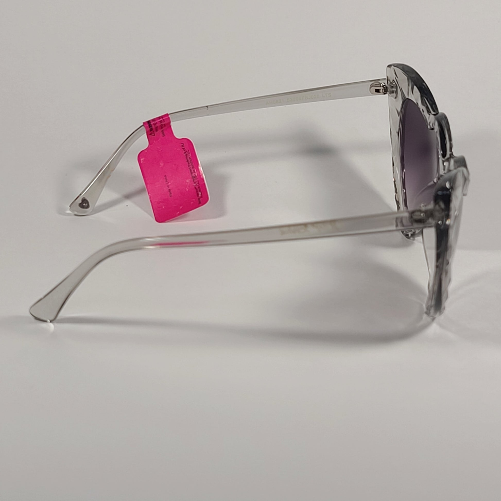 Betsey Johnson Heart Shape Sunglasses Clear Crystal Frame Smoke Gradient Lens 53606FBJ - Sunglasses