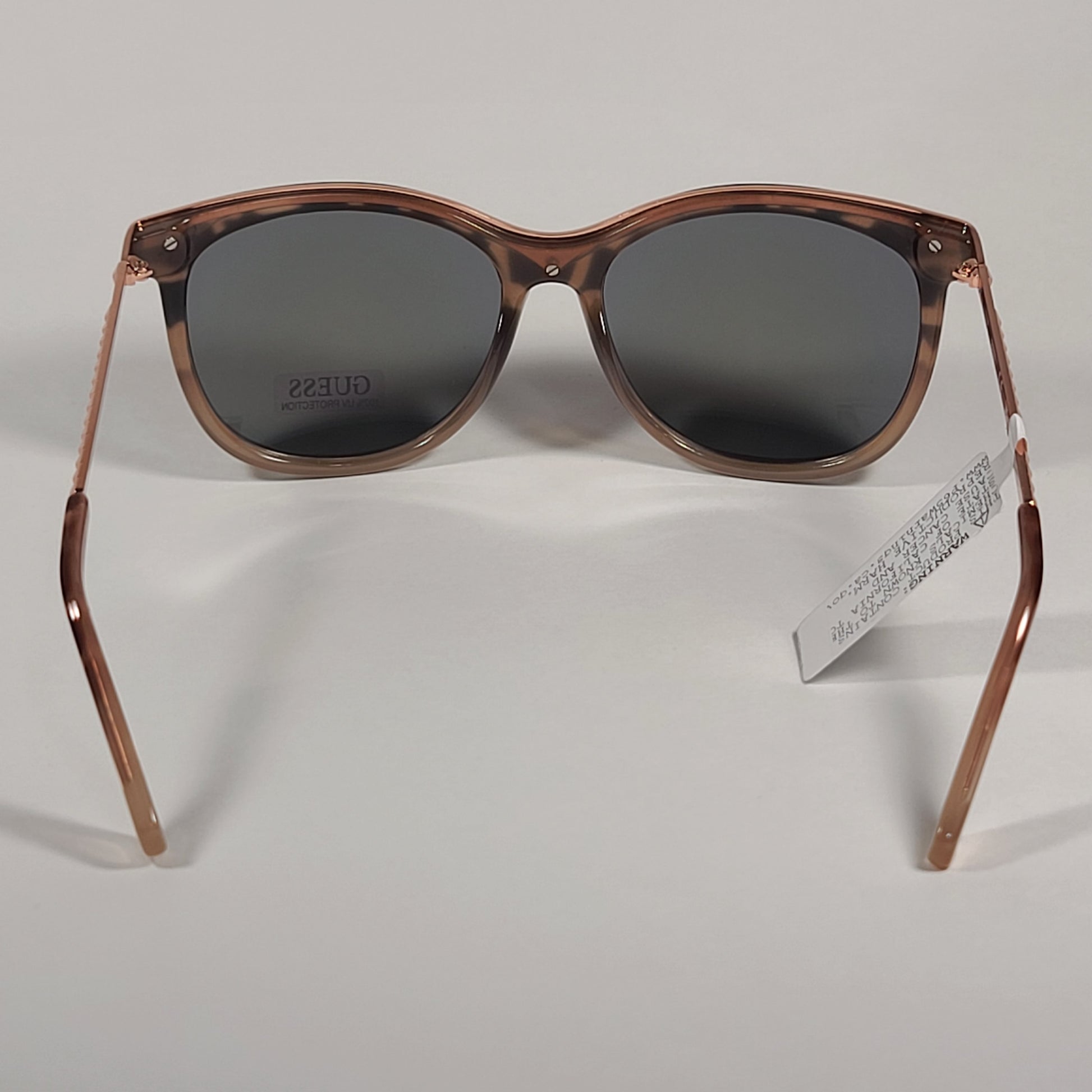 Guess Oversized Designer Sunglasses Pink Tortoise Rose Gold Frame Rose Gold Mirror Lens GF0302 56U - Sunglasses