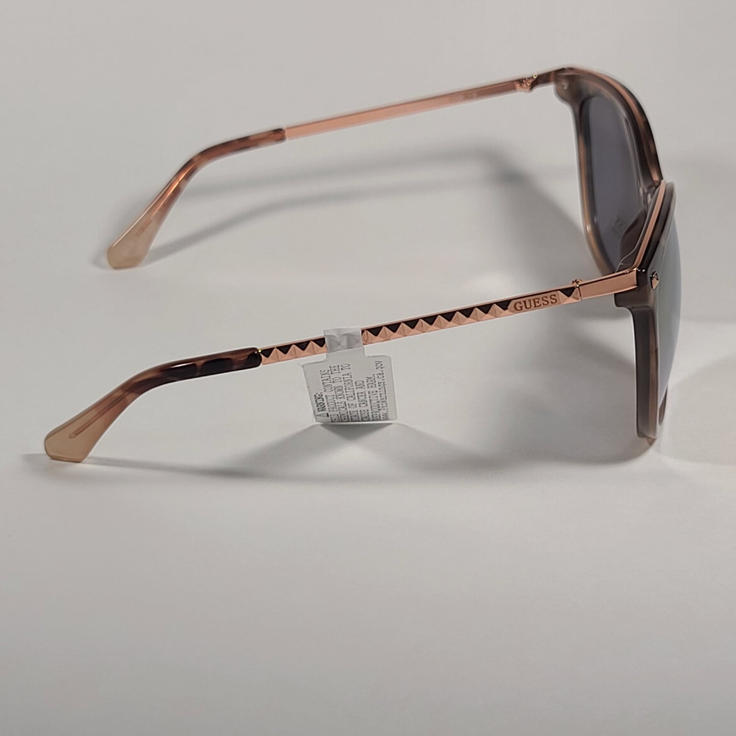 Guess Oversized Designer Sunglasses Pink Tortoise Rose Gold Frame Rose Gold Mirror Lens GF0302 56U - Sunglasses