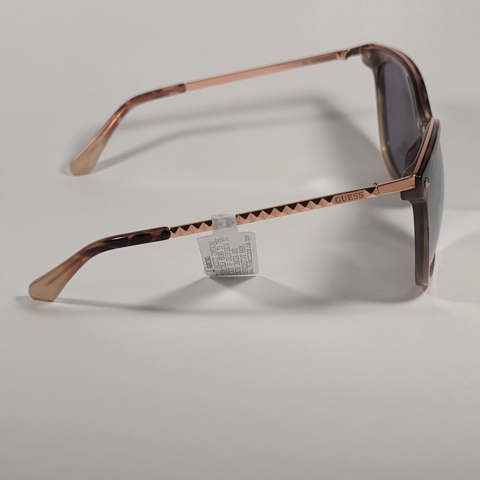 Guess Oversized Designer Sunglasses Pink Tortoise Rose Gold Frame Rose Gold Mirror Lens GF0302 56U - Sunglasses