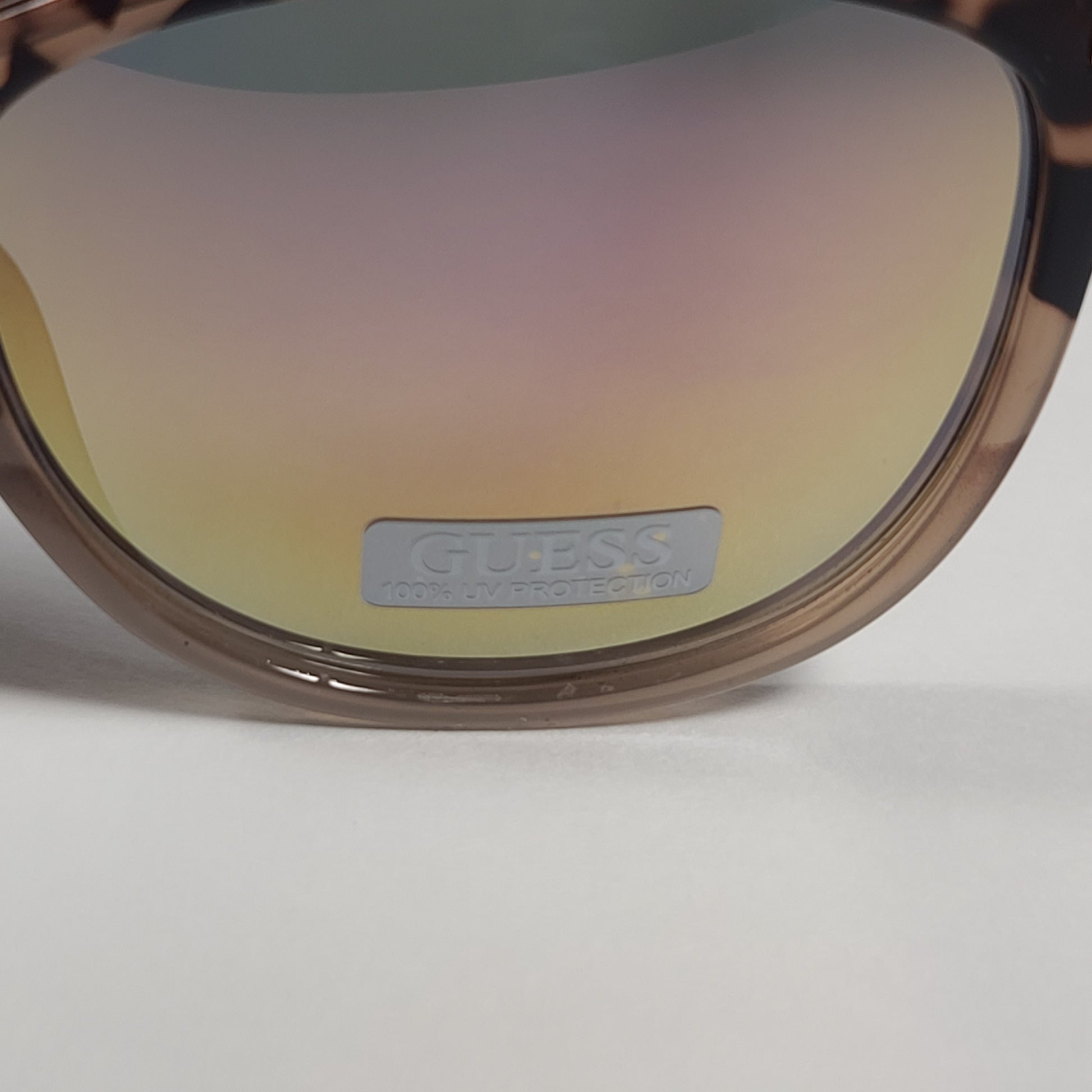 Guess Oversized Designer Sunglasses Pink Tortoise Rose Gold Frame Rose Gold Mirror Lens GF0302 56U - Sunglasses