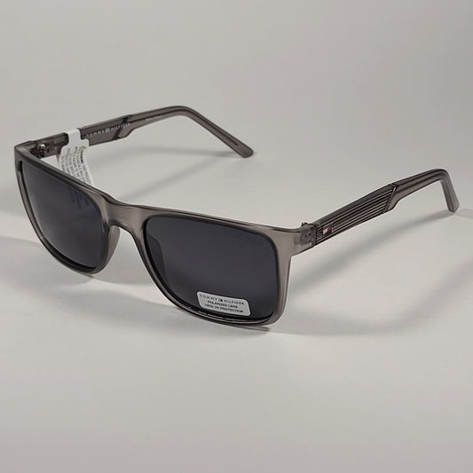 Tommy Hilfiger Rocket Rectangular Polarized Sunglasses Matte Gray Frame Gray Lens ROCKET MP OM565P - Sunglasses